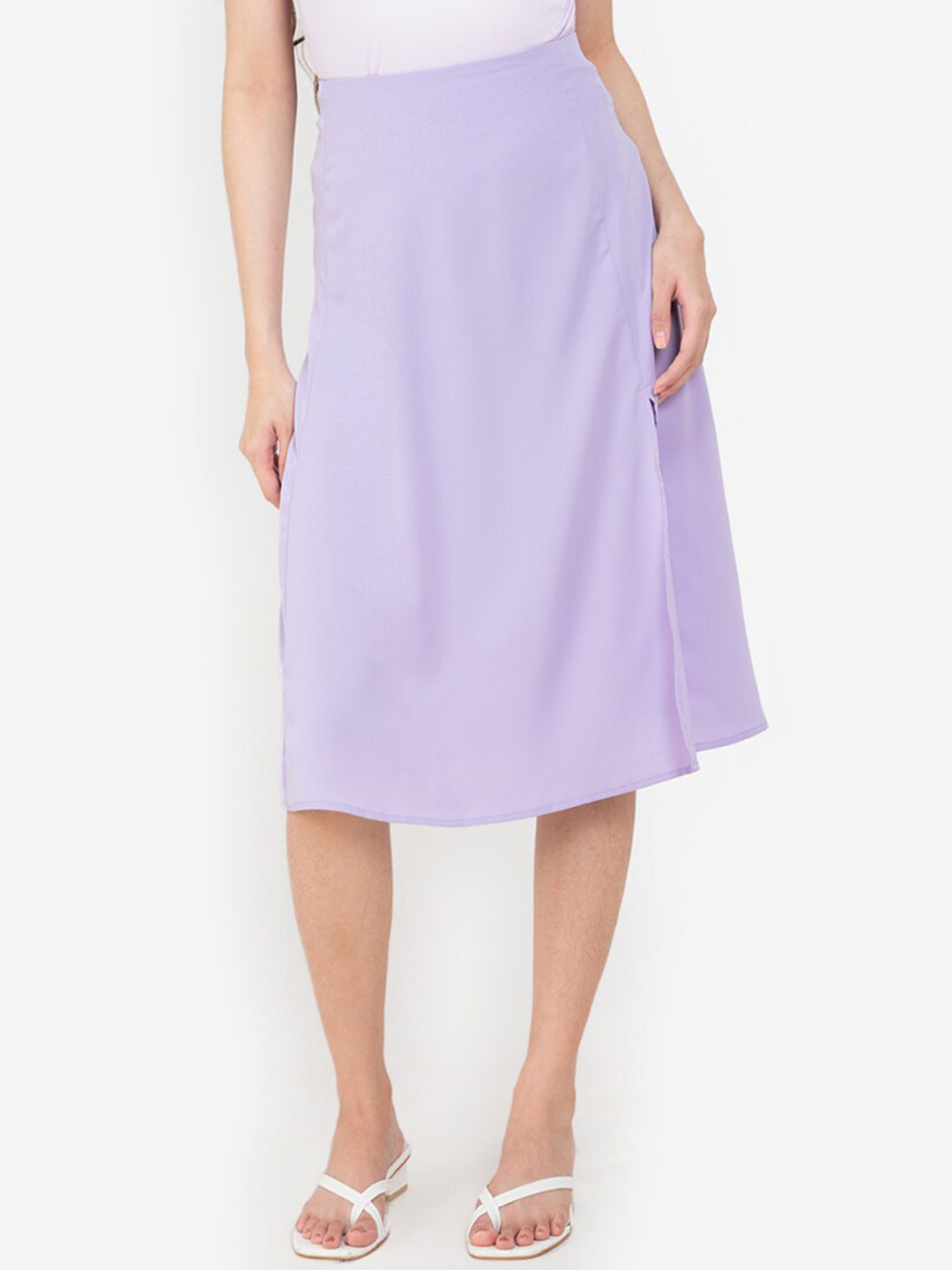 ZALORA BASICS Purple Split Hem Skirt
