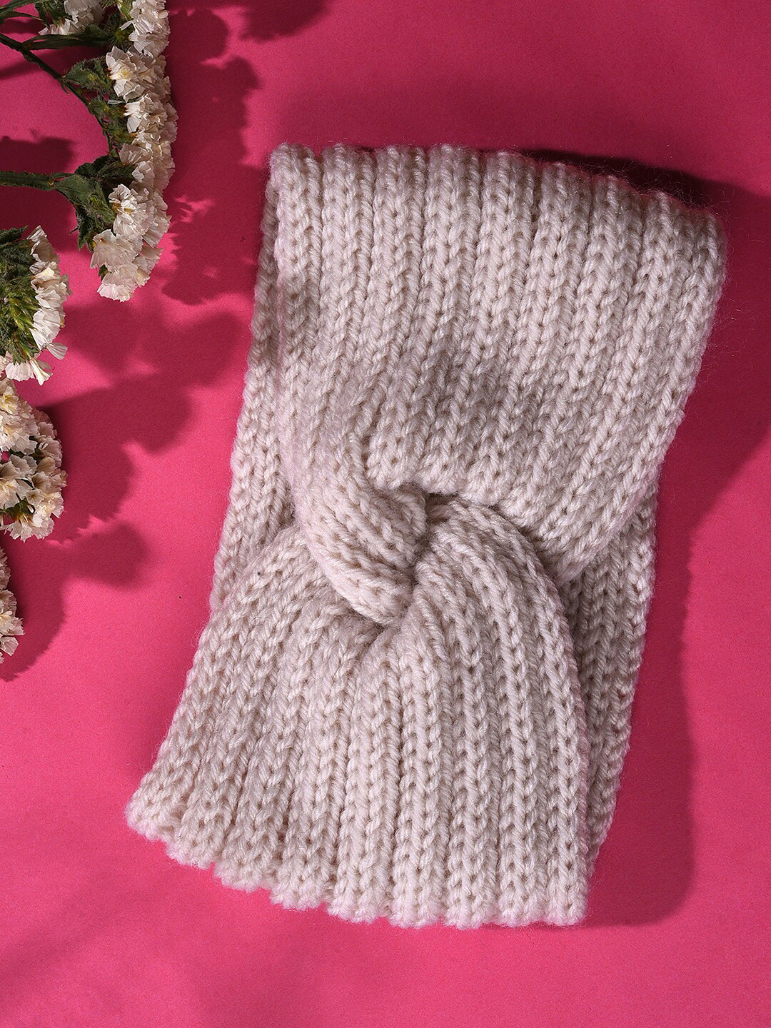 SOHI Women Taupe Textured Knot Hairband