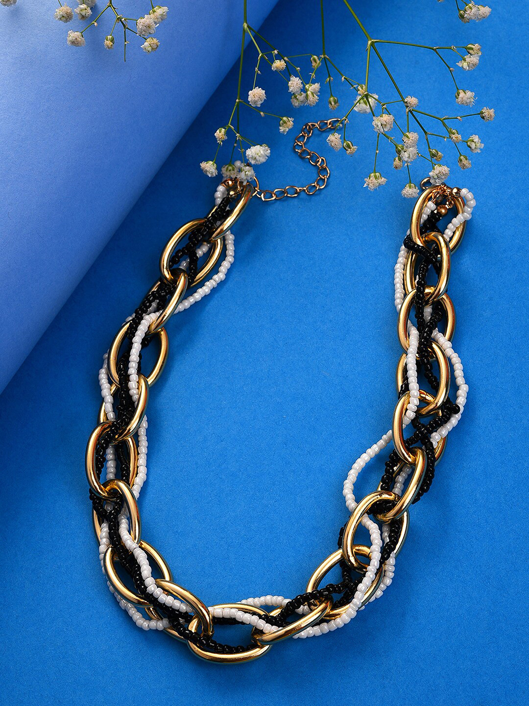 SOHI Gold-Plated & Black Statement Chain