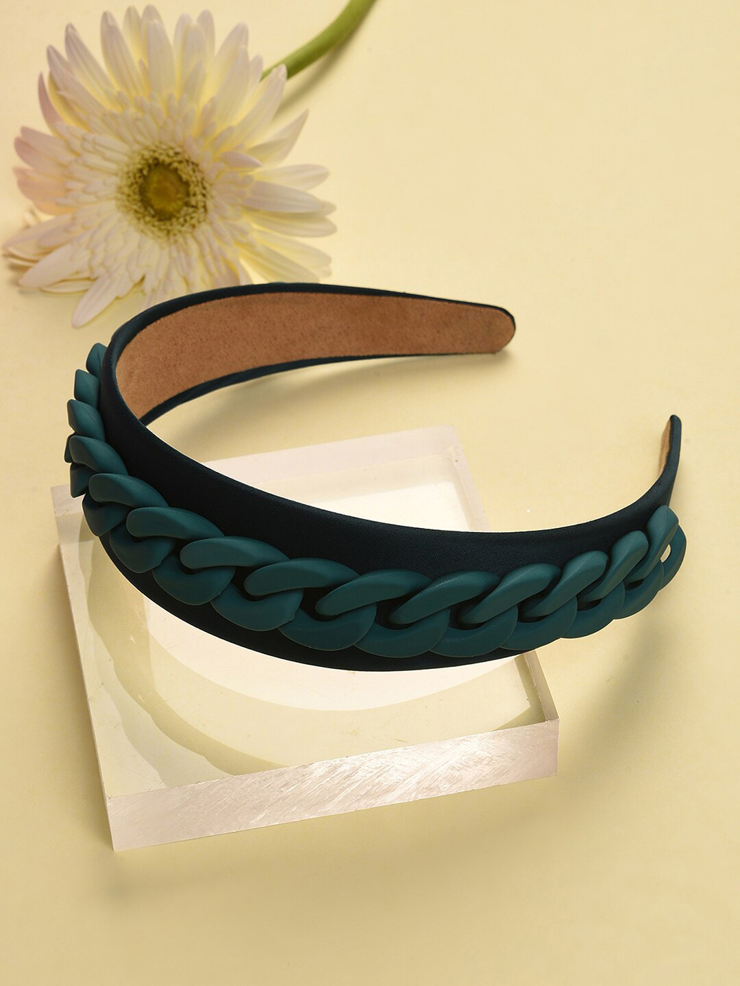 SOHI Women Green Hair Band with Chain Detail