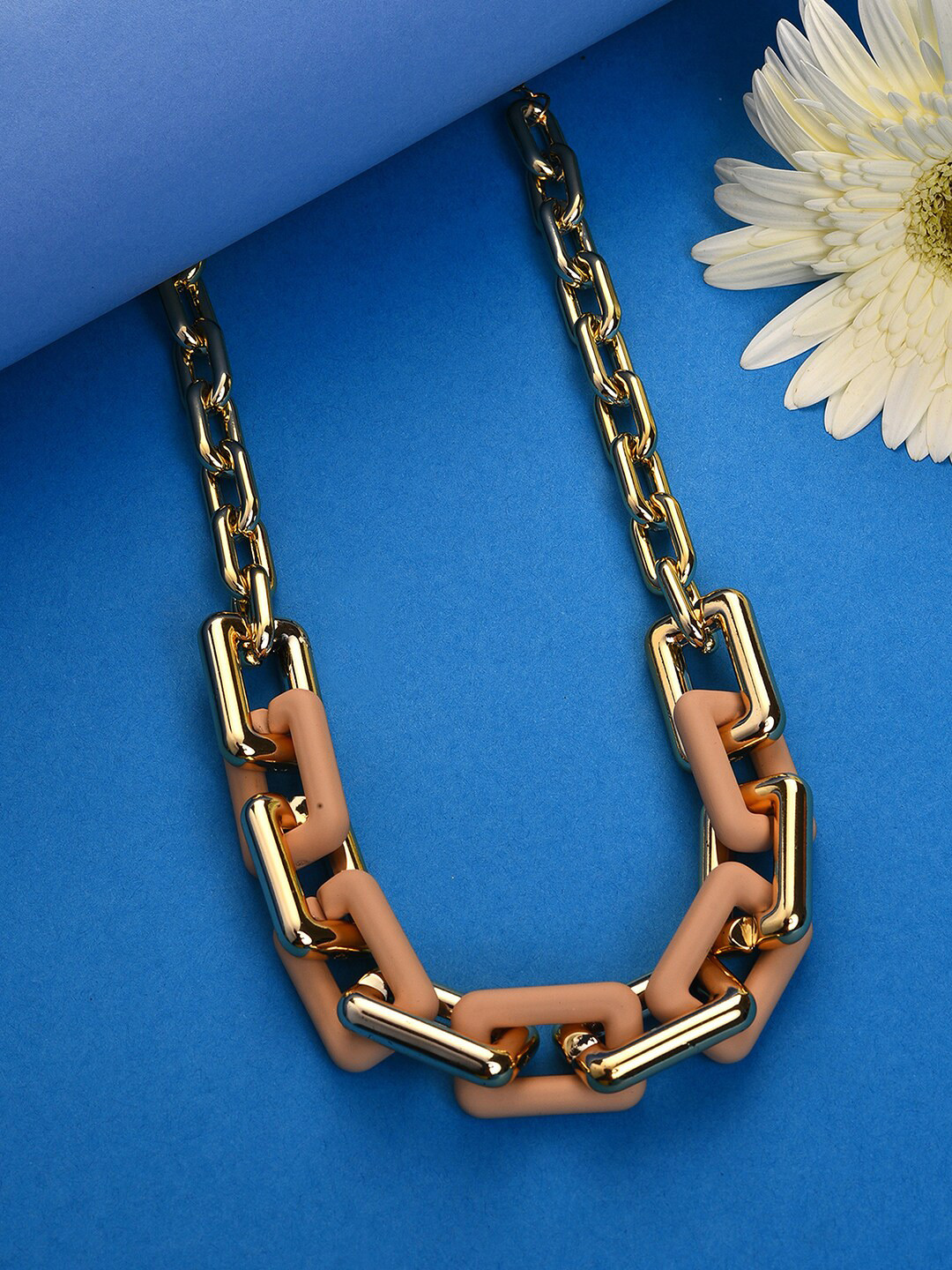SOHI Gold-Plated & Peach-Coloured Link Chain