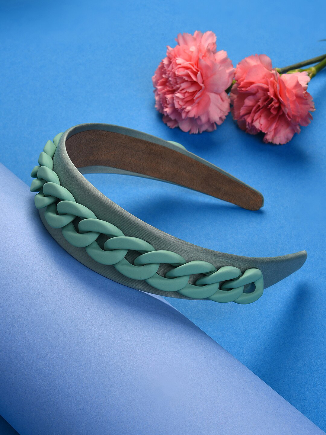 SOHI Women Turquoise Blue Chain Detail Hairband