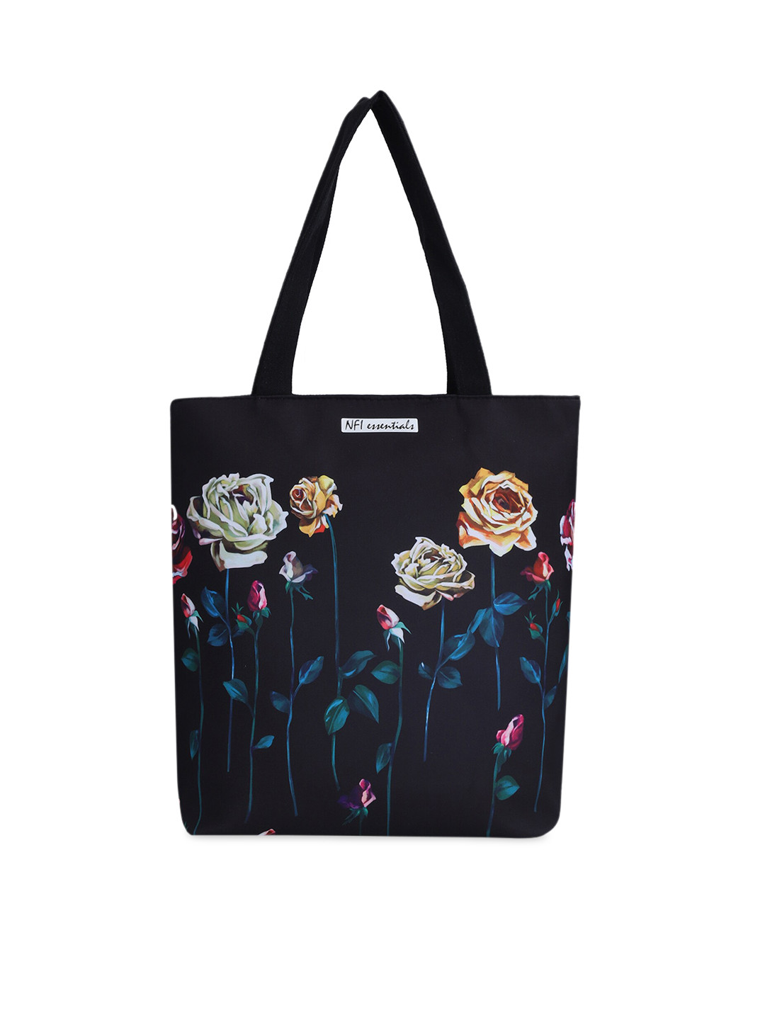 NFI essentials Black Floral Printed Shopper Tote Bag