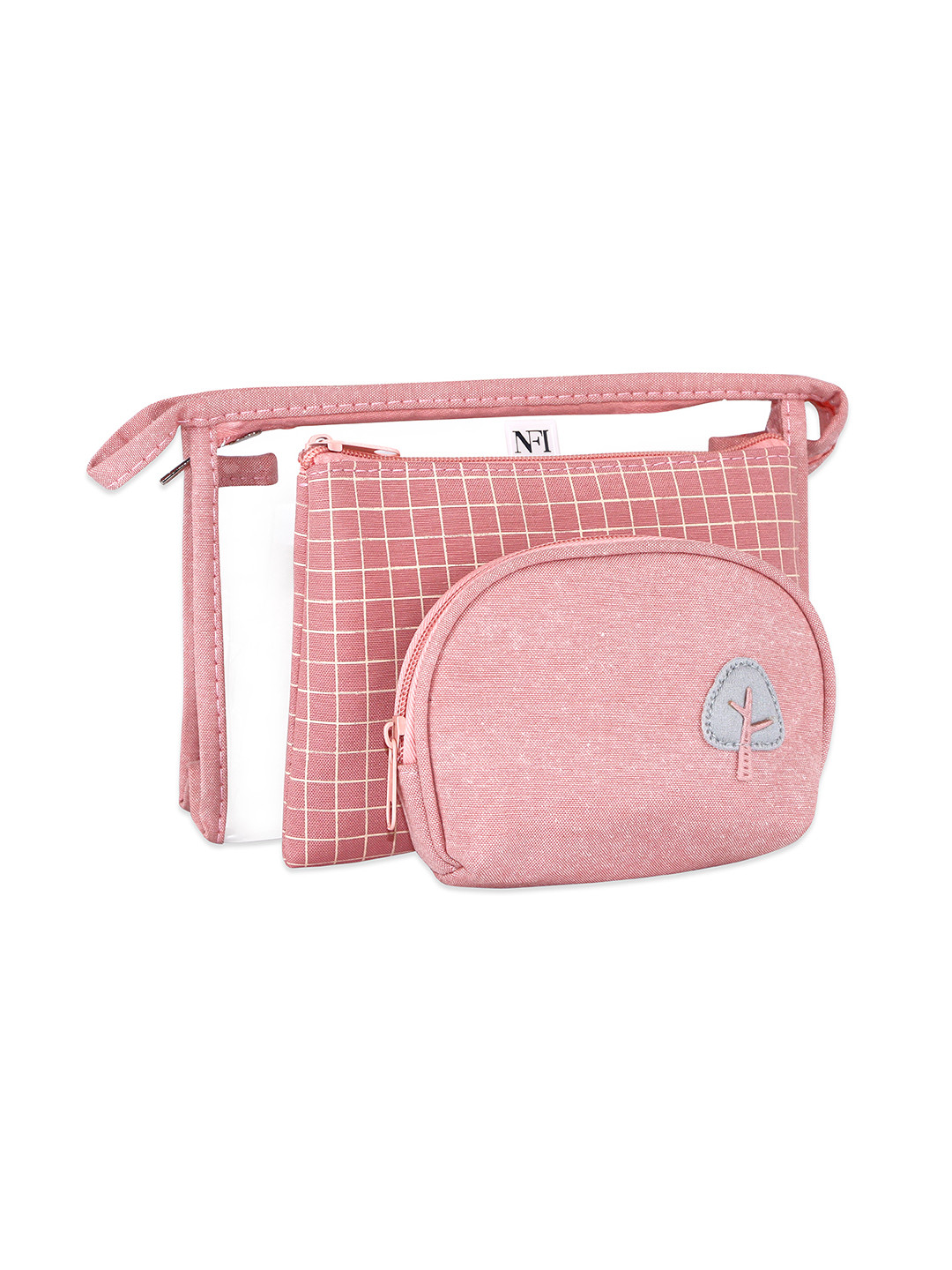 NFI essentials Women Set Of 3 Pink Travel Cosmetic Pouch