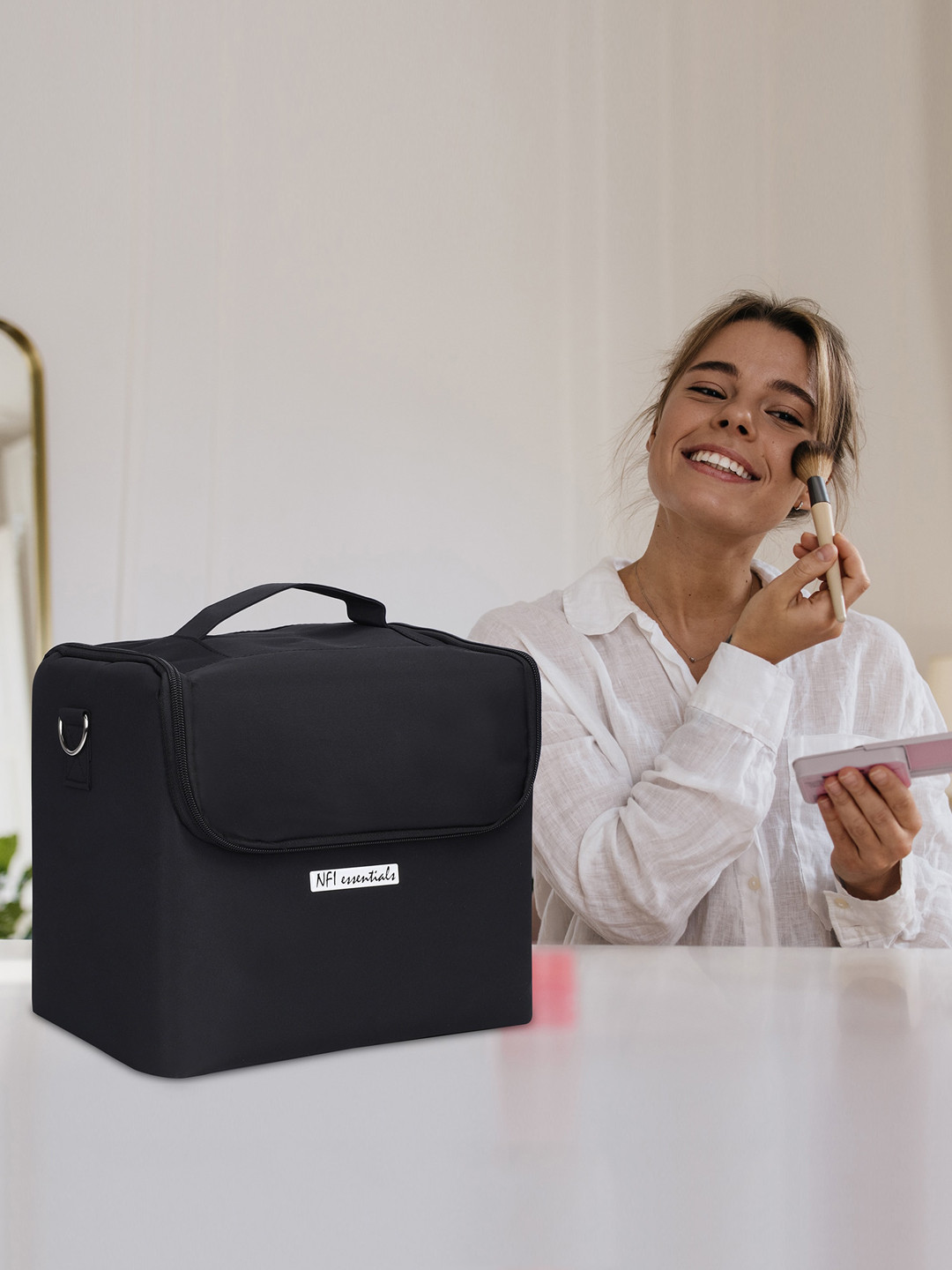 NFI essentials Women Black Travel Makeup Bag