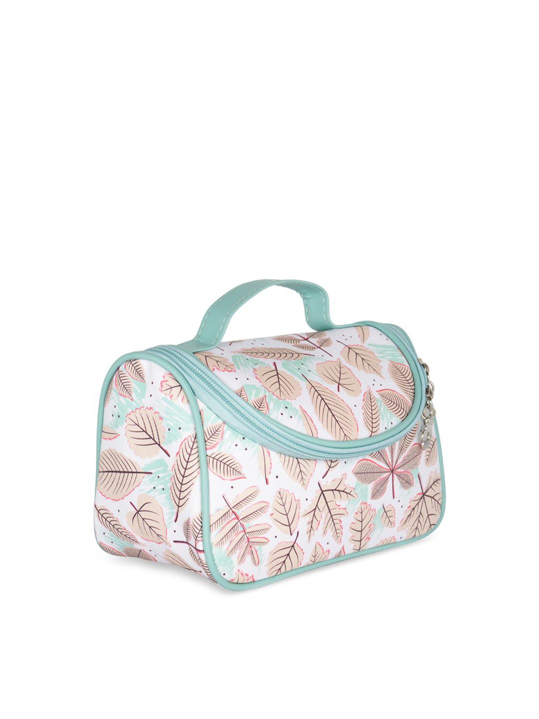 NFI essentials Women White & Sea Green Floral Printed Travel Cosmetics Pouch