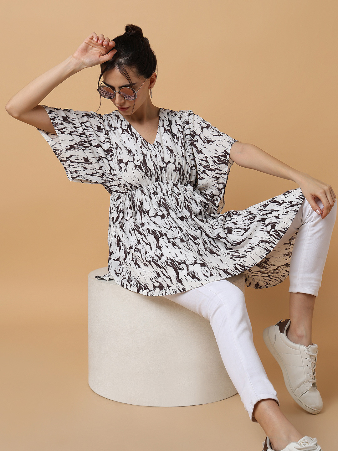SHOWOFF White Crepe A-Line Dress
