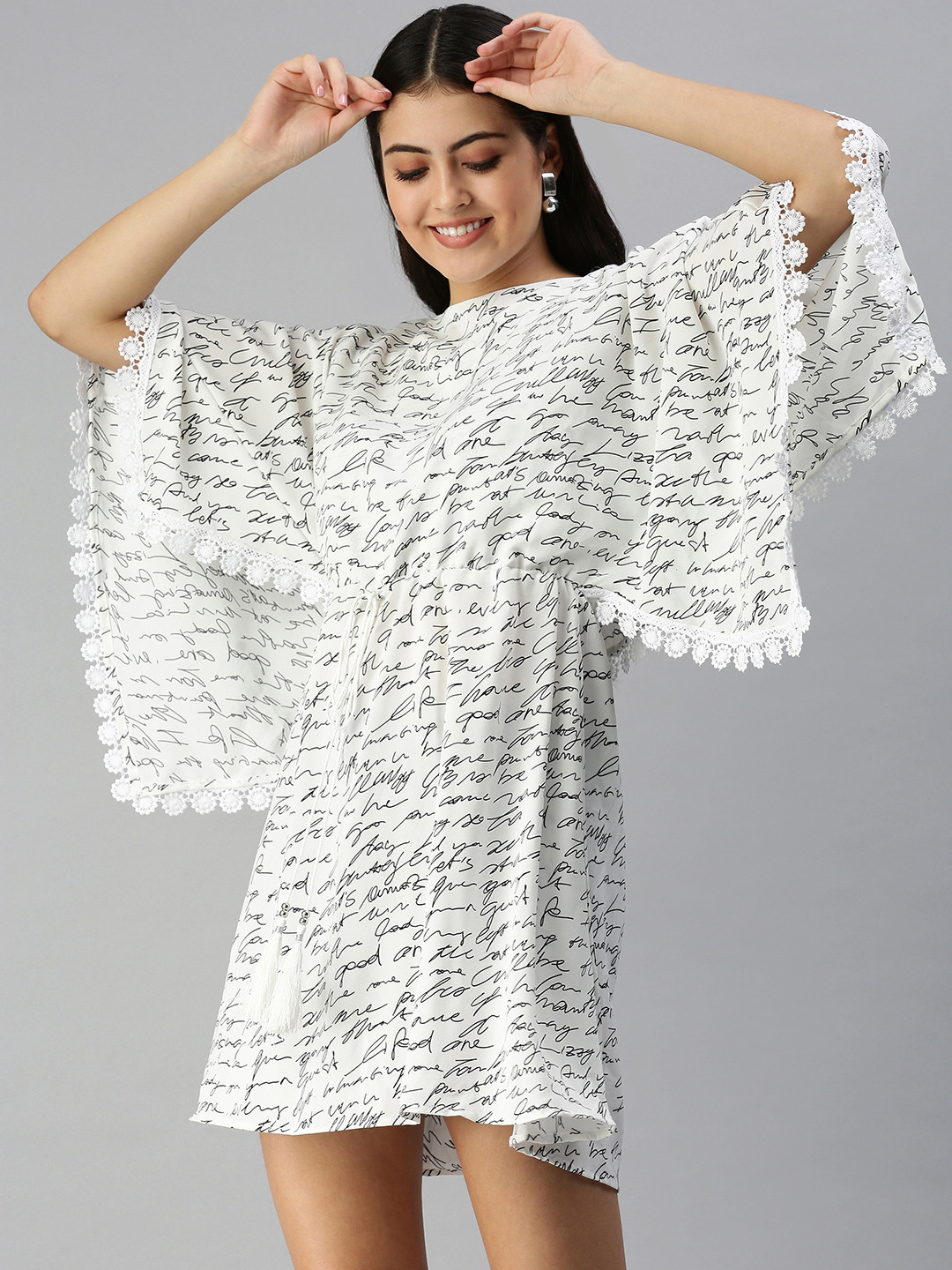 SHOWOFF White Floral A-Line Mini Dress