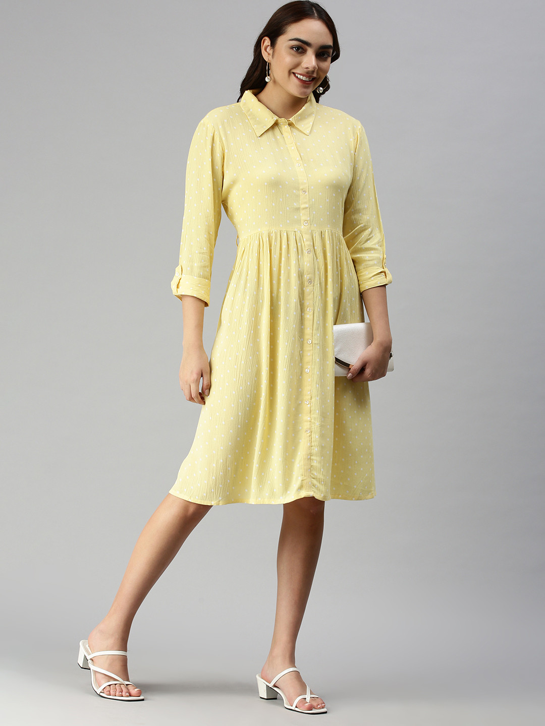 SHOWOFF Yellow Shirt Dress