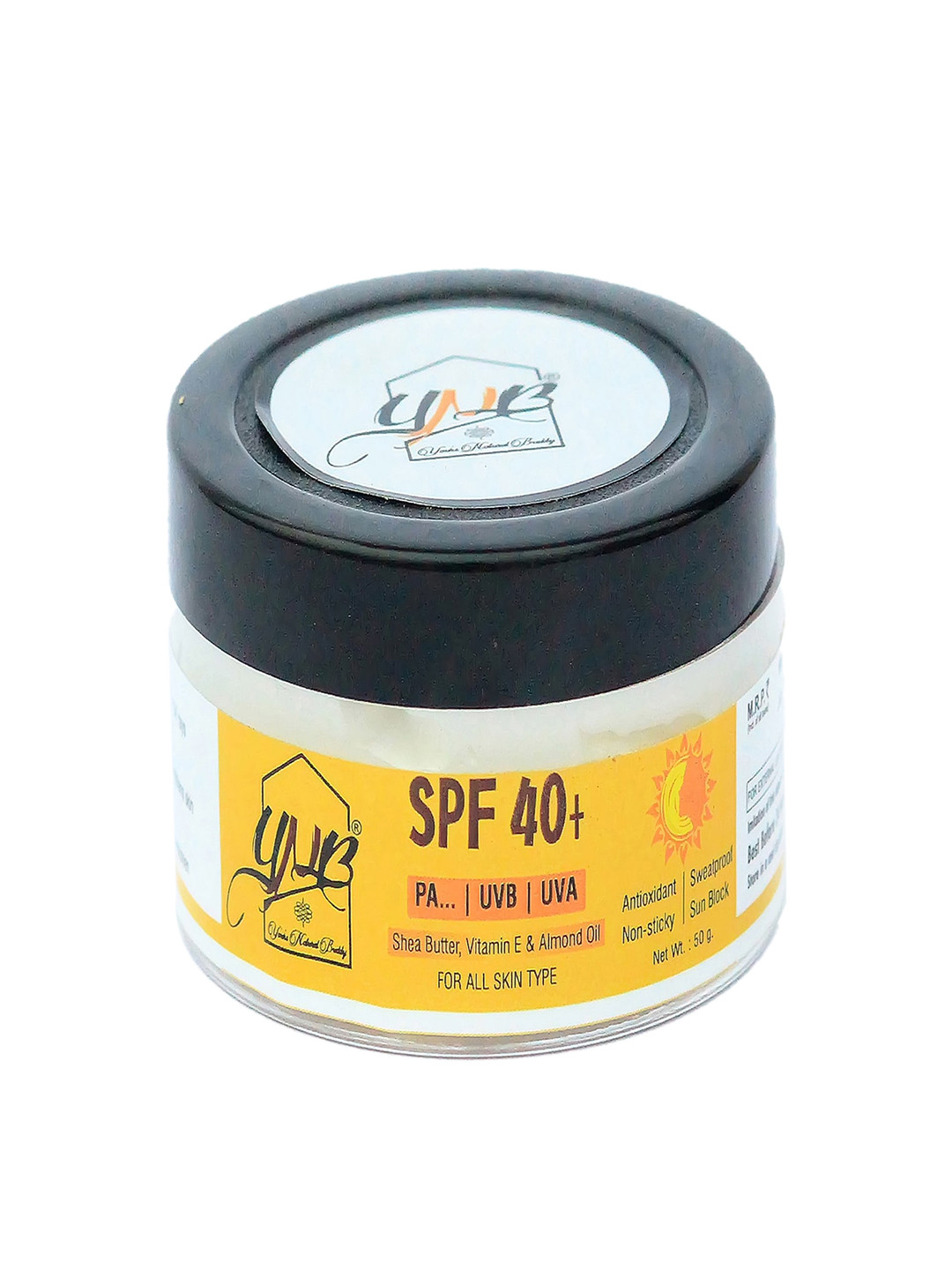 YNB YOURS NATURAL BUDDY  Sunscreen SPF 40+  With Shea Butter, Vitamin E