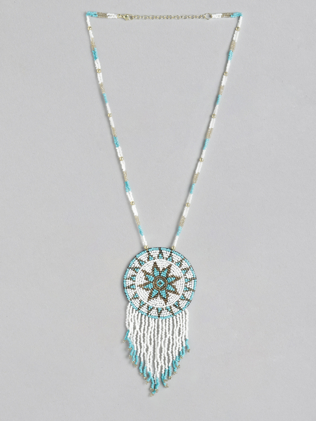 RICHEERA Blue & White Artificial Beads Necklace