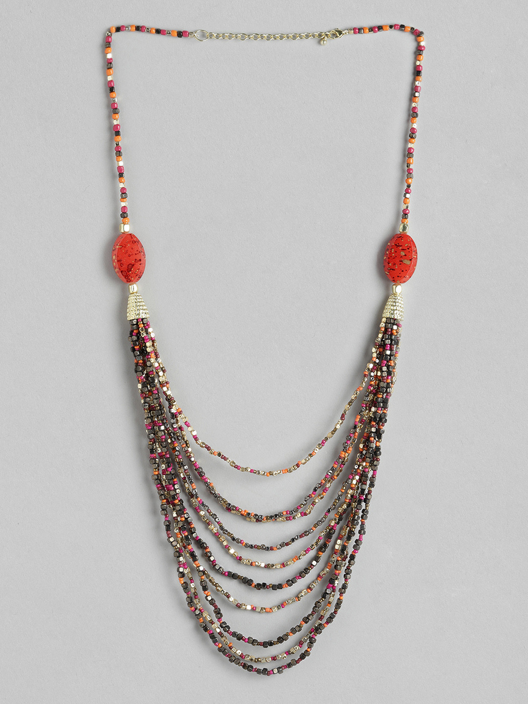 RICHEERA Gold-Toned & Grey Layered Necklace