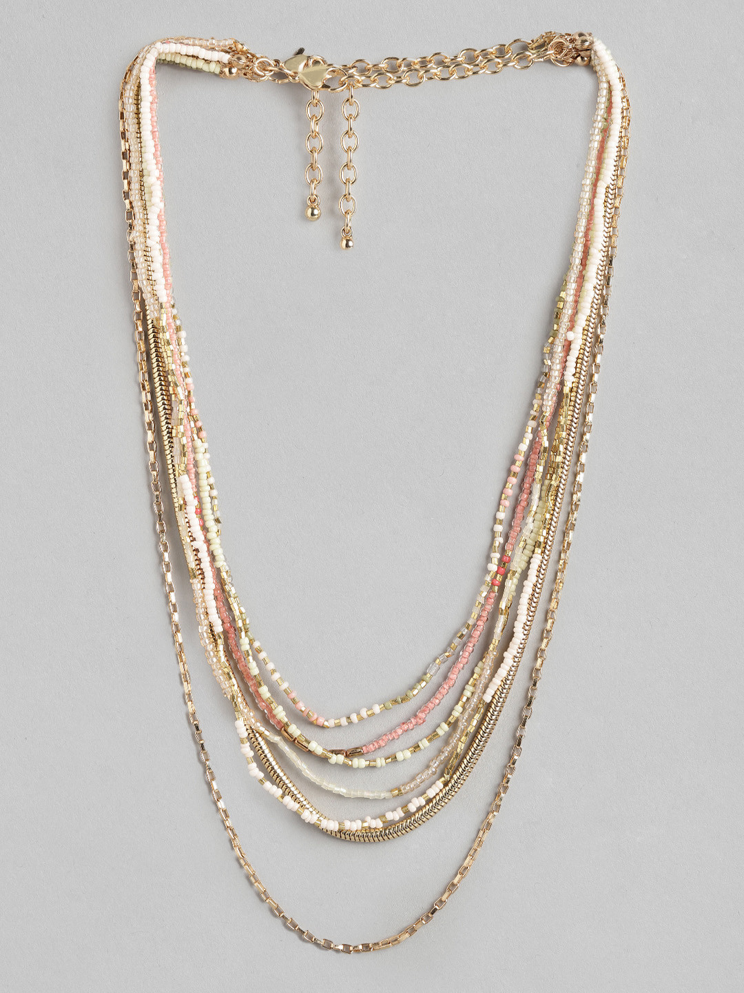 RICHEERA Pink Gold-Plated Layered Necklace