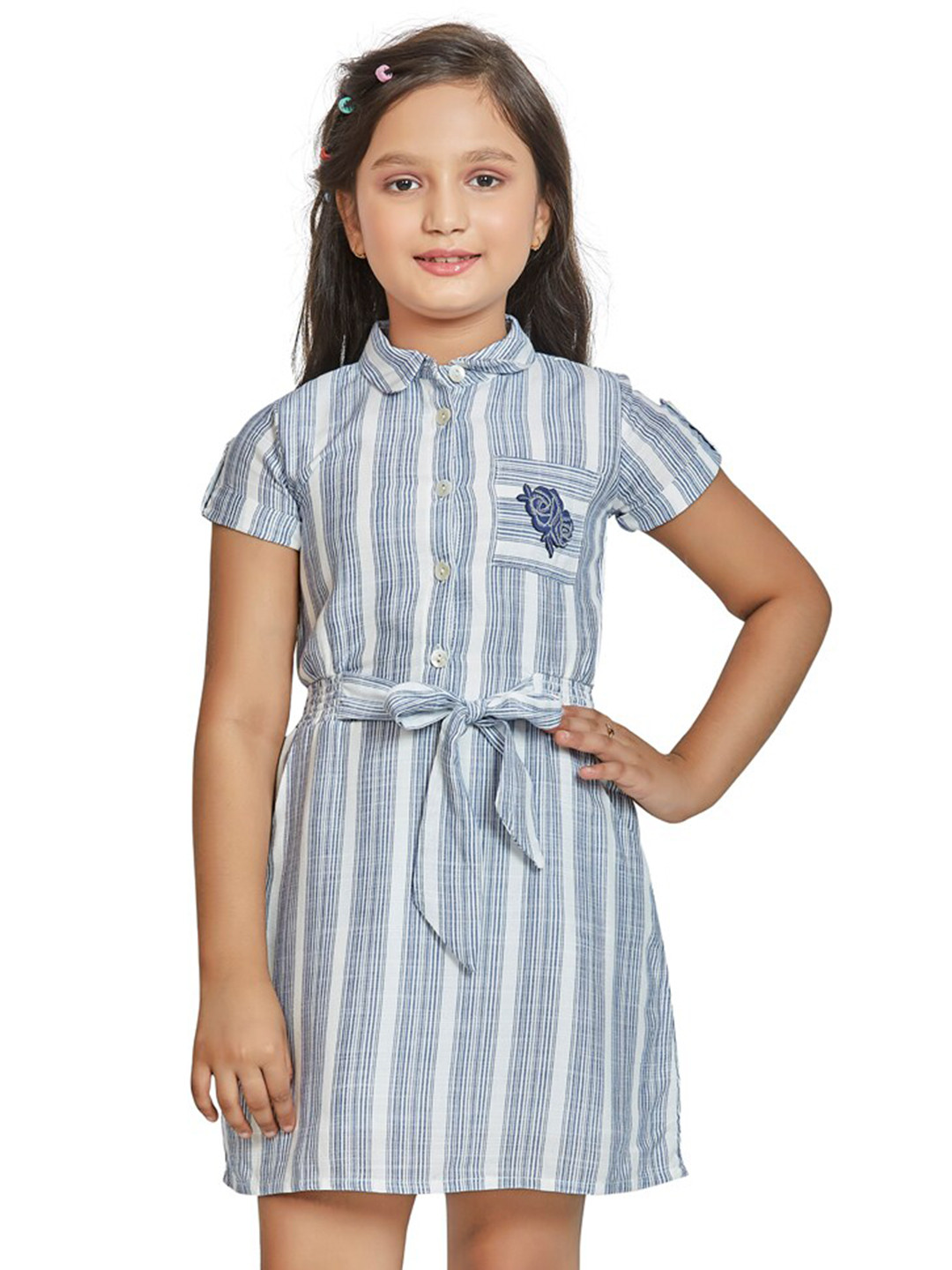 Peppermint Blue Striped Shirt Dress