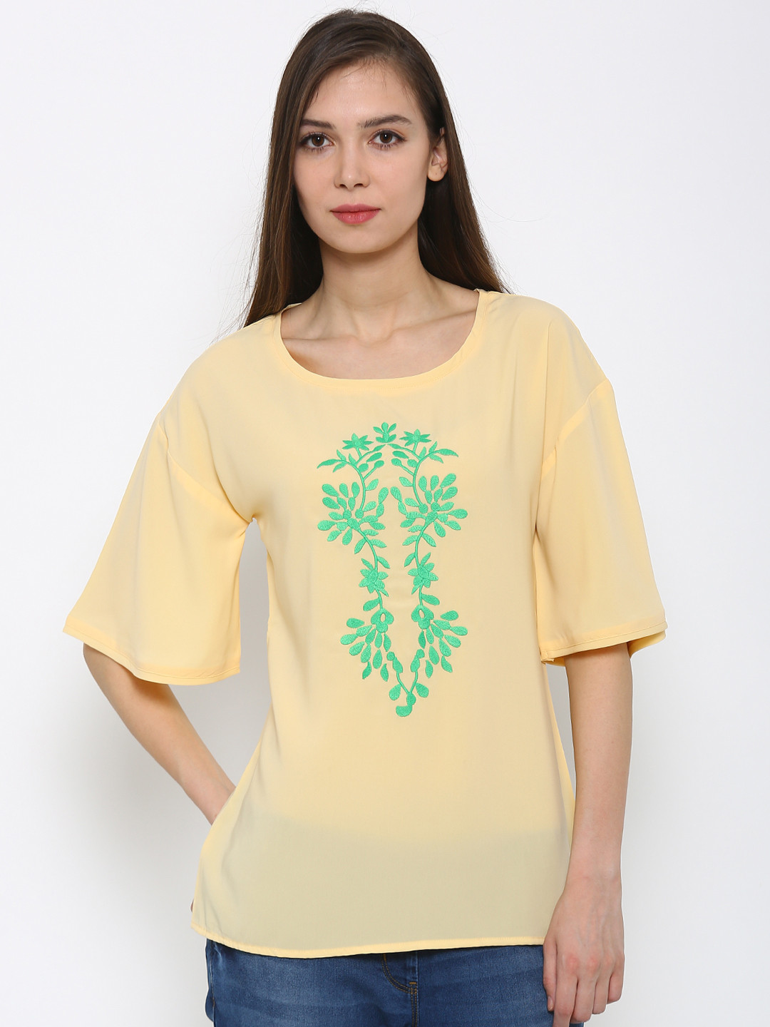 Park Avenue Women Orange Embroidered Top