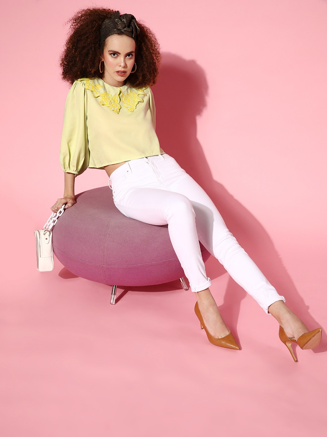 SASSAFRAS Green Solid Zoom Friendly Collar Top