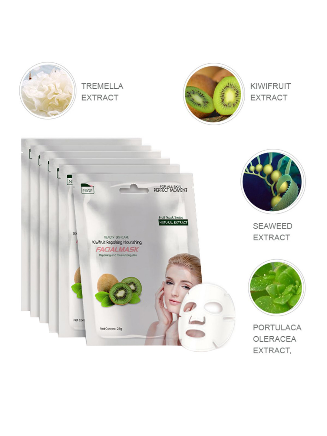MONDSUB Set Of 3 Kiwi Fruit Face Sheet Mask