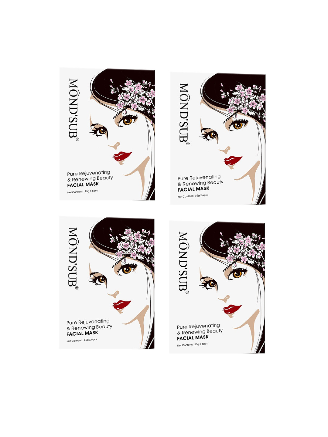 MONDSUB Set Of 4 Pure Rejuvenating & Renewing Face Sheet Mask
