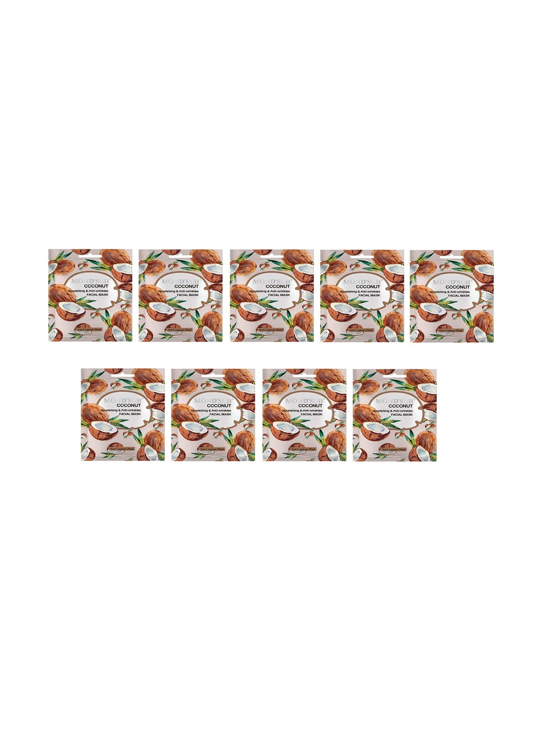 MONDSUB Set Of 9 Coconut Nourishing & Anti Wrinkles Face Sheet Mask