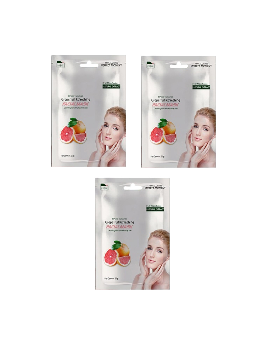 MONDSUB Set Of 3 Grape Fruit Face sheet Mask