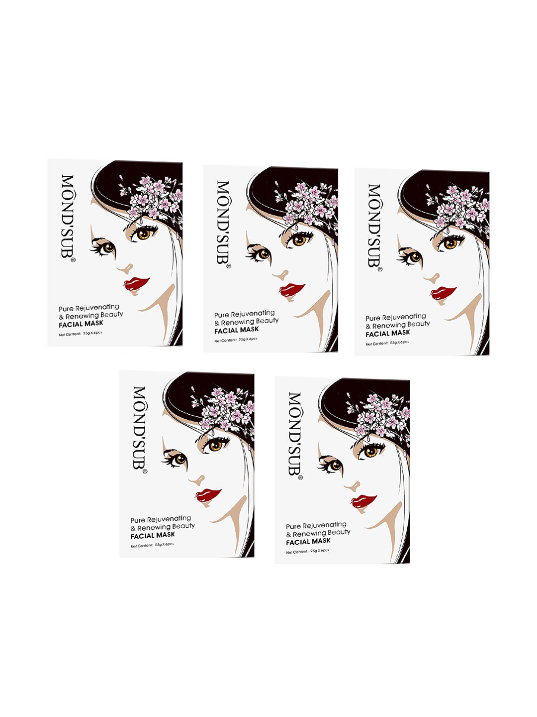 MONDSUB Set Of 5 Pure Rejuvenating and Renewing Face Sheet Mask