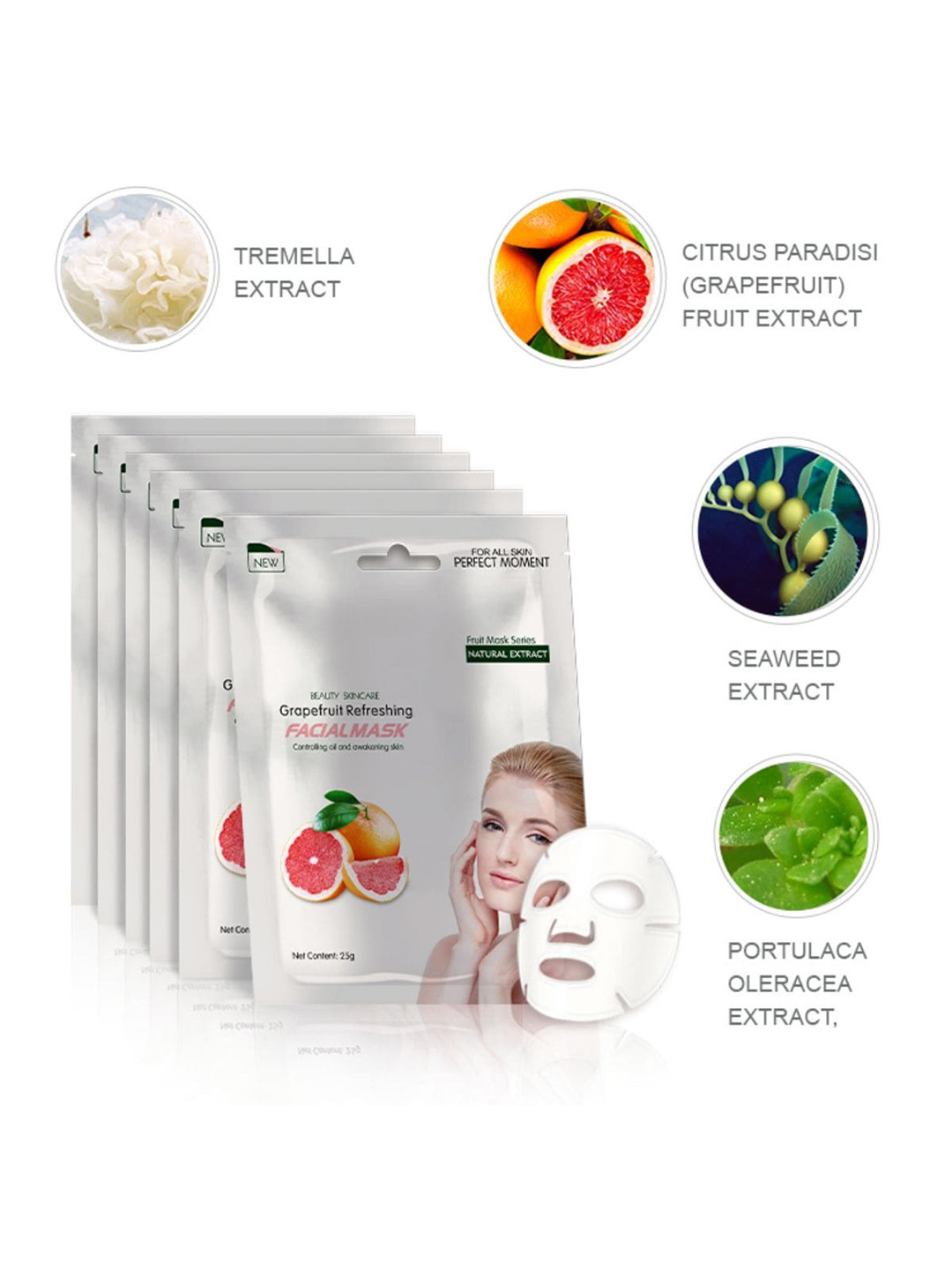 MONDSUB Set of 5 Grape Fruit Face sheet Mask