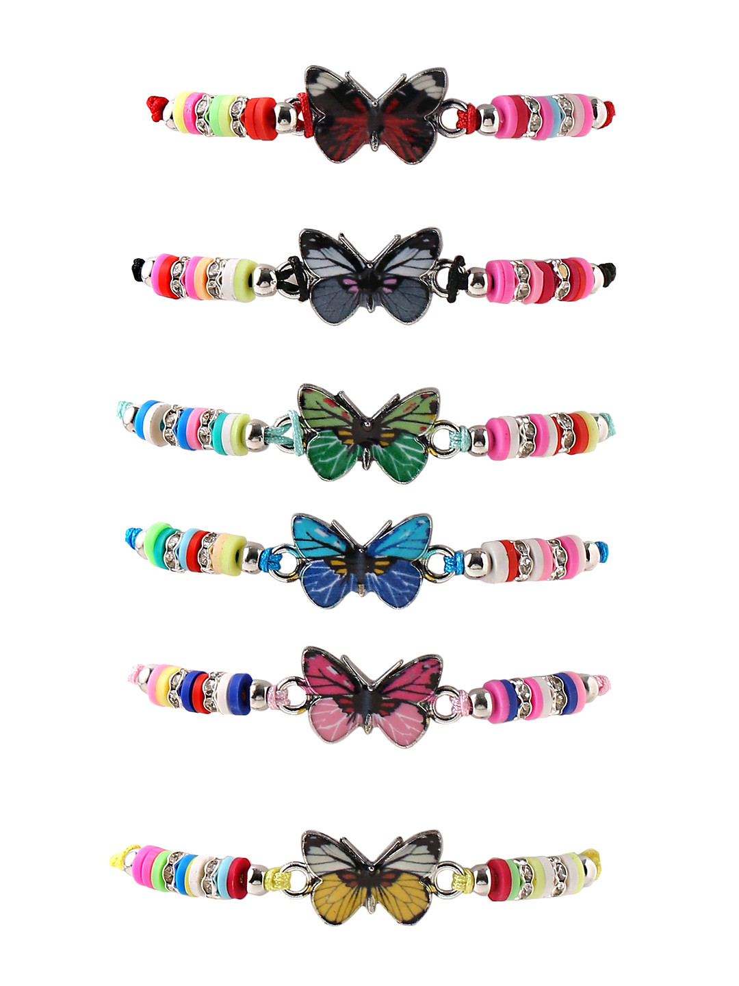 Yellow Chimes Girls 6 Multicoloured Wraparound Bracelets