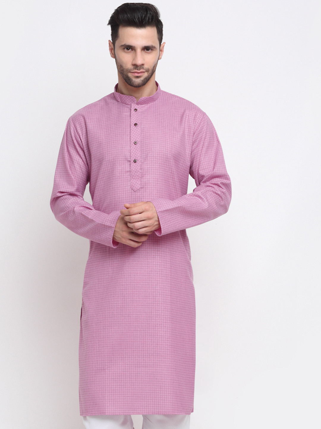 KRAFT INDIA Men Purple Thread Work Knee Length Kurta