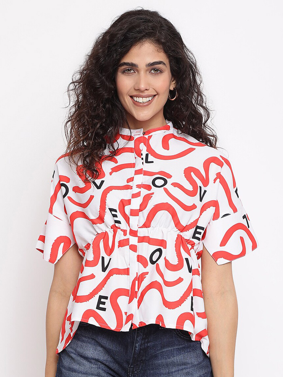 am ma Multicoloured Abstract Print Top
