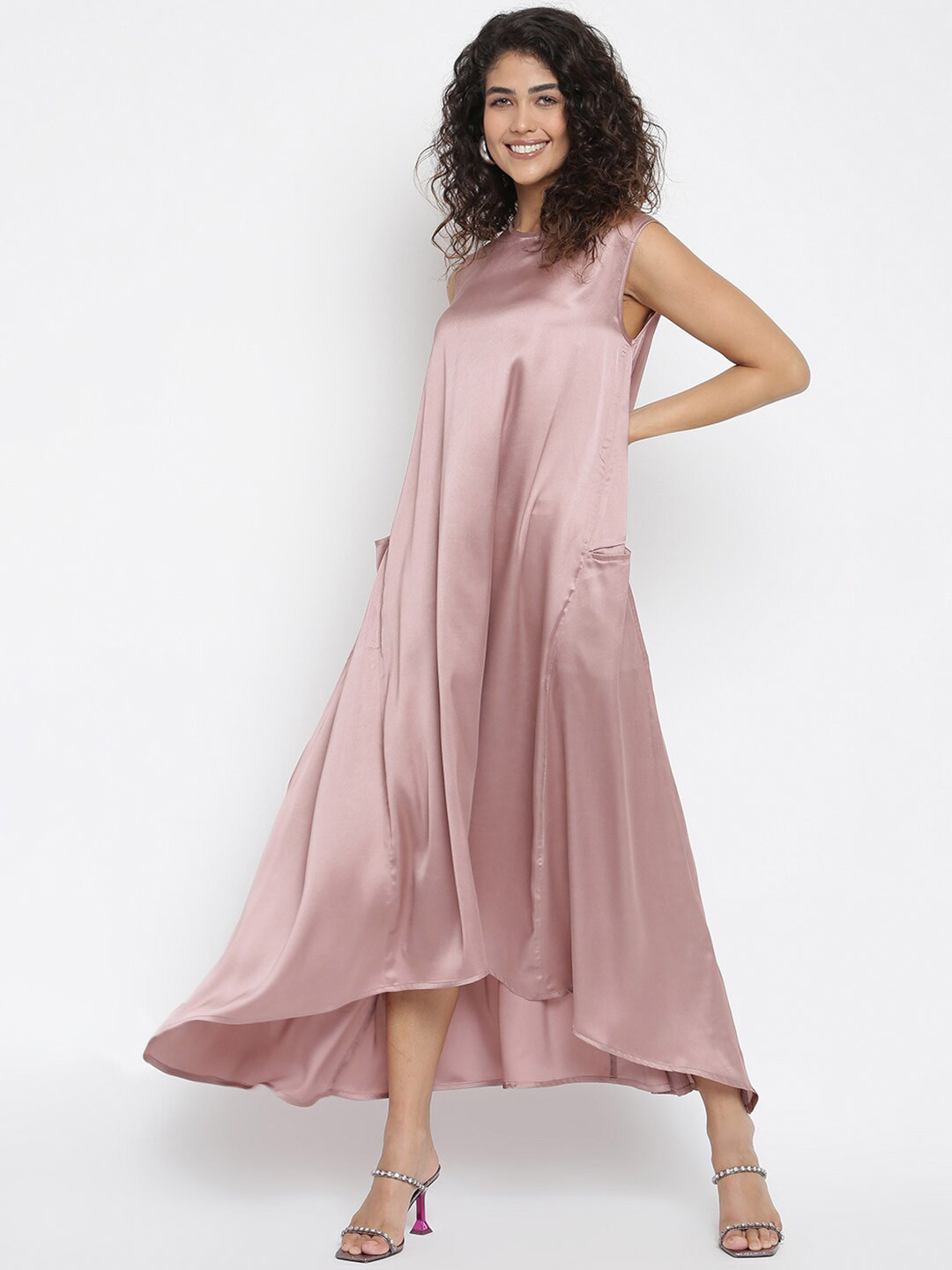 am ma Rose Satin Maxi Dress