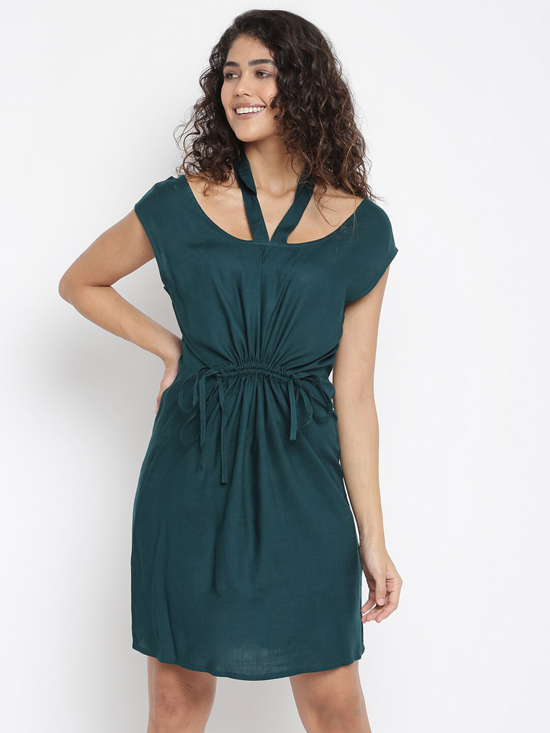 am ma Green A-Line Dress