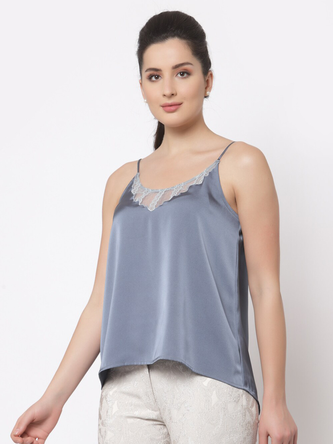 OFFICE & YOU Women Grey Satin Top
