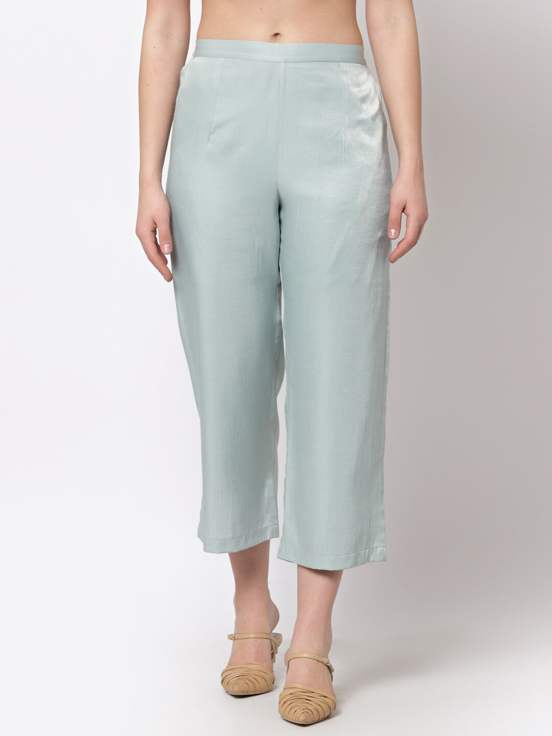 OFFICE & YOU Women Blue Cropped Ethnic Palazzos