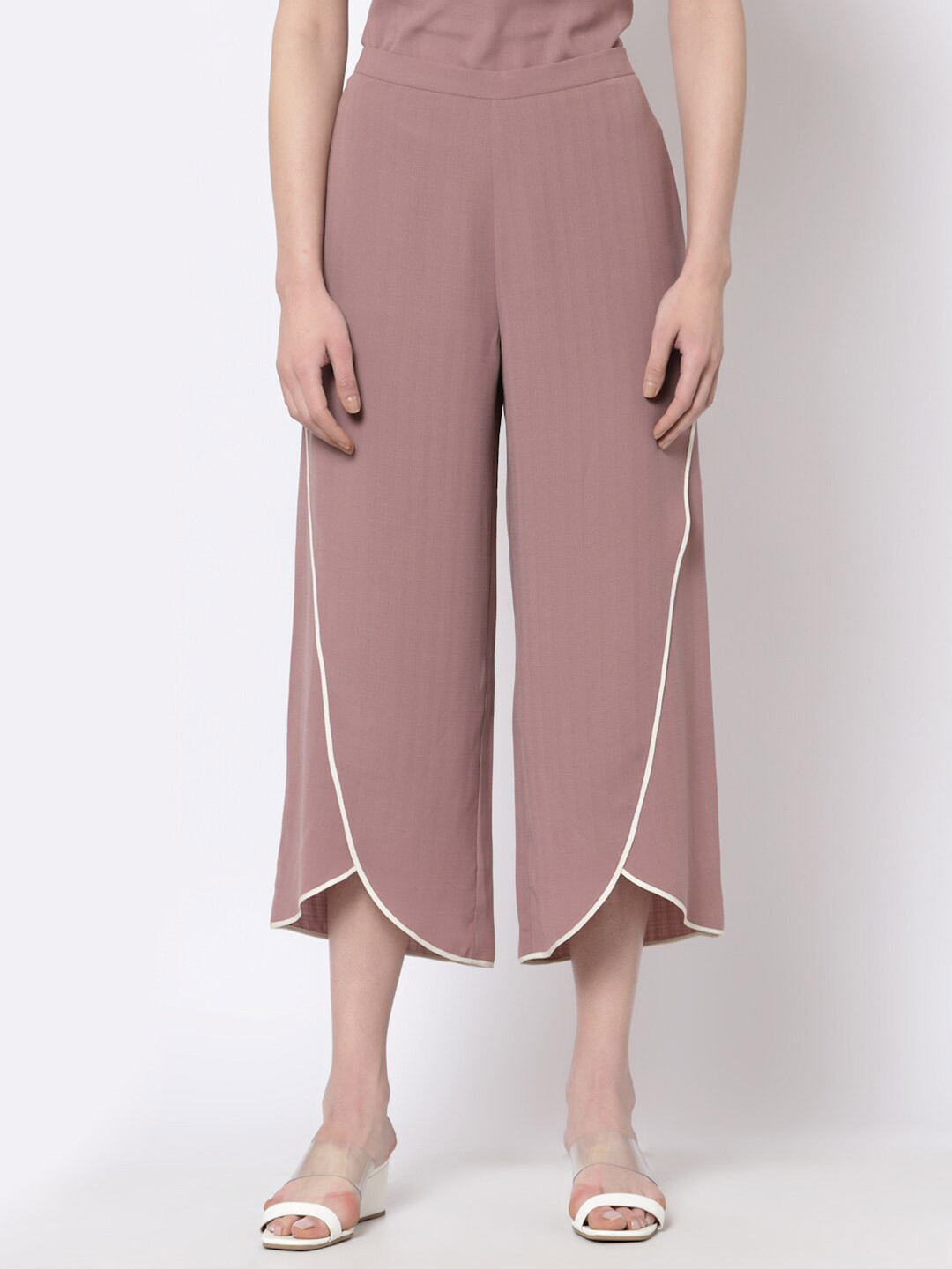 OFFICE & YOU Women Rose & White Cropped Palazzos