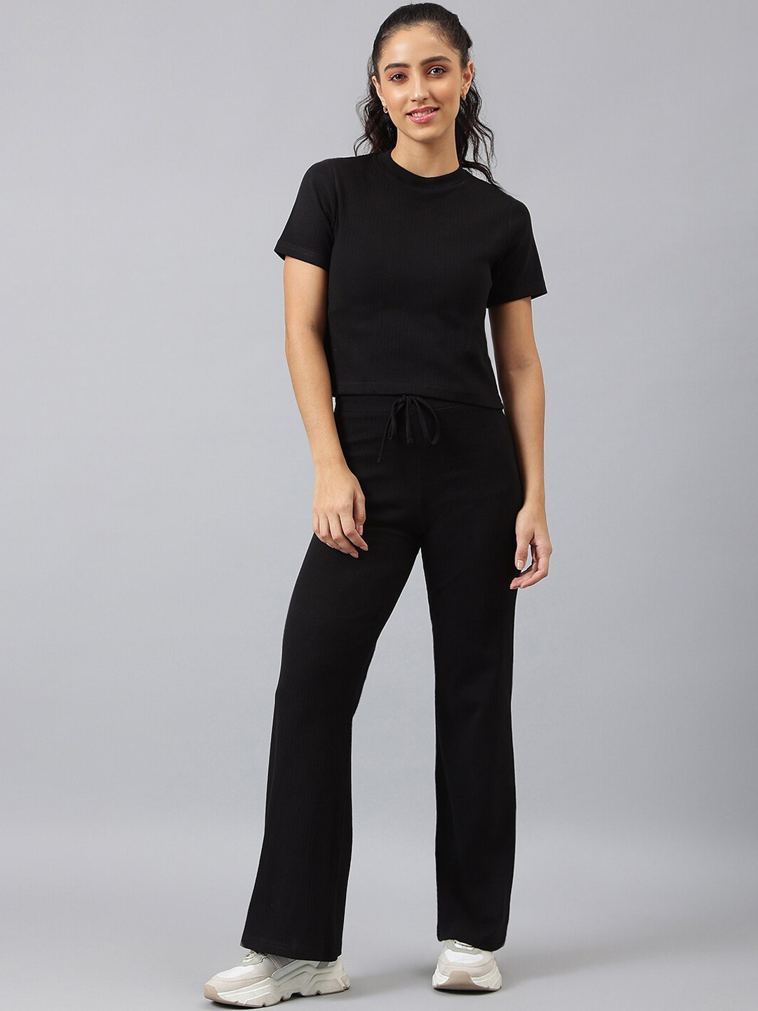 FEMEA Women Black T-shirt with Trousers