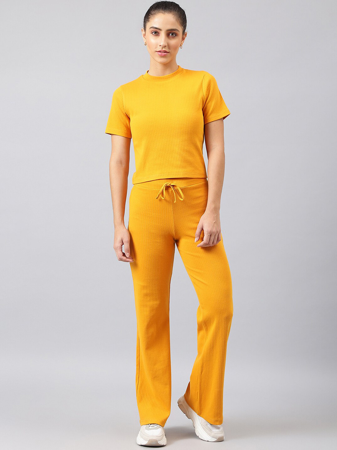 FEMEA Women Yellow T-shirt with Trousers