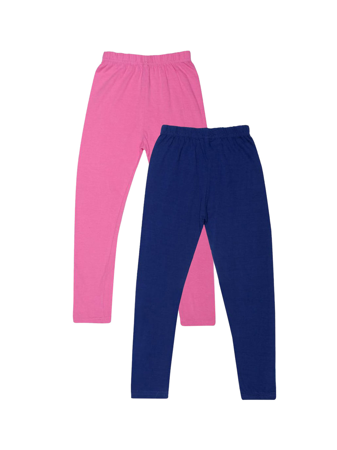 FRENCH KLEIDER Girls Pack Of 2 Pink & Blue Solid Leggings