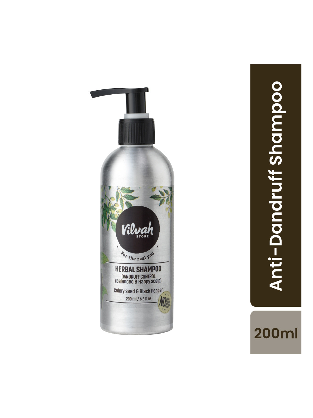 Vilvah Store Dandruff Control Herbal Shampoo for Healthy Scalp & Hairfall Control - 200 ml
