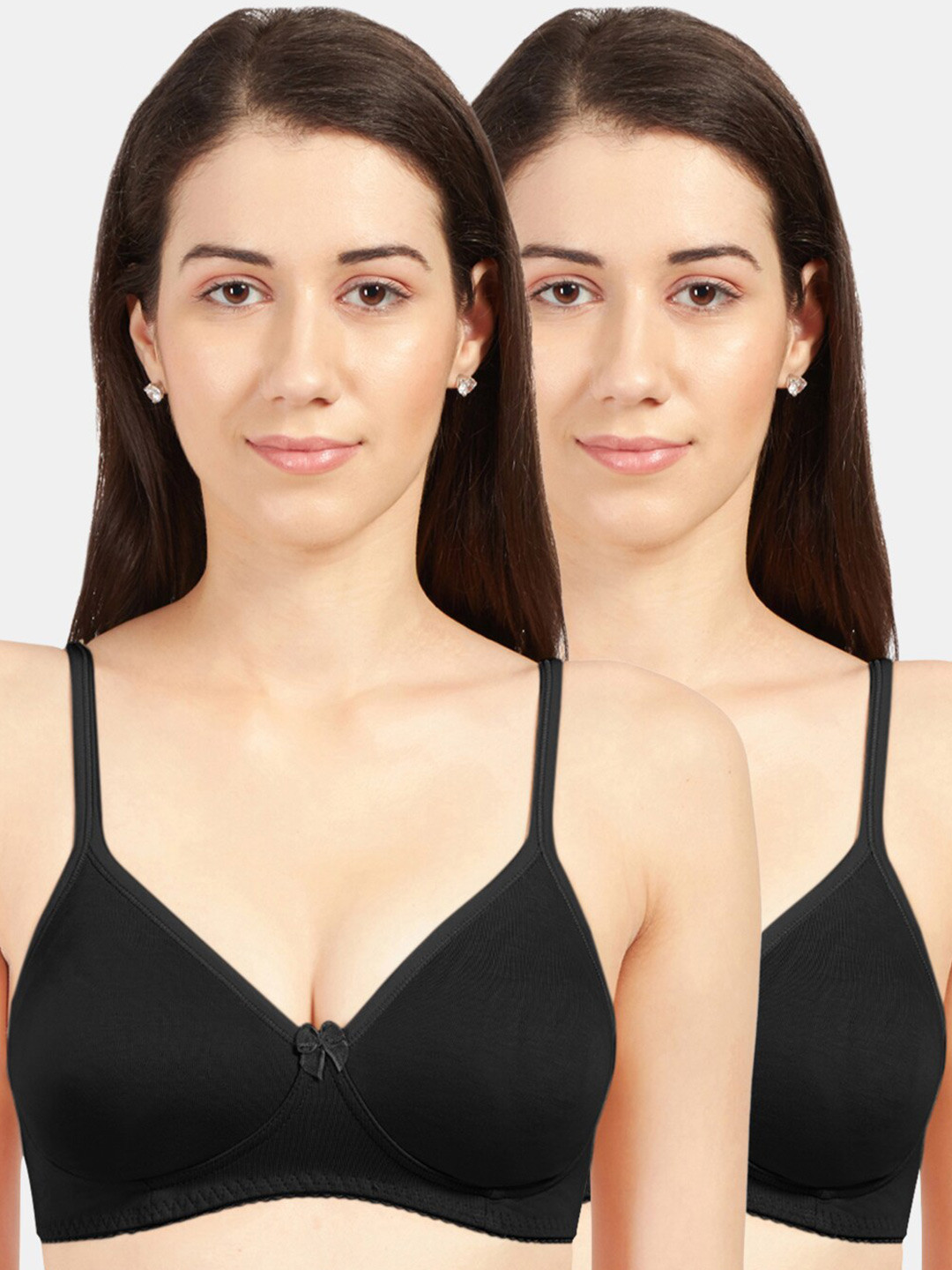 Sonari Black  Pack Of 2 Solid Non-Padded Tip-Shaper Bra  summerblackblack34C