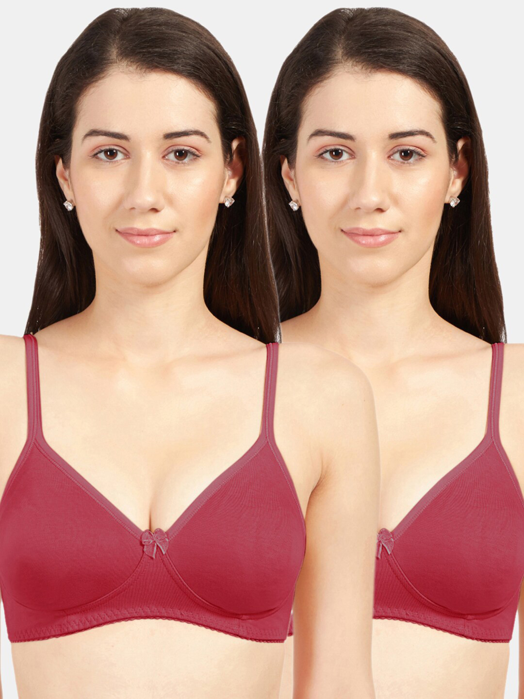 Sonari Maroon Pack Of 2 Solid Non-Padded Tip-Shaper Bra summercherrycherry34D
