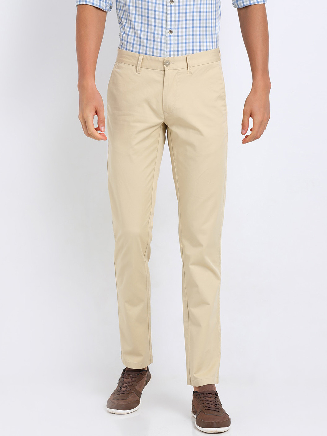 t-base Men Cream Easy Wash Chinos Trousers