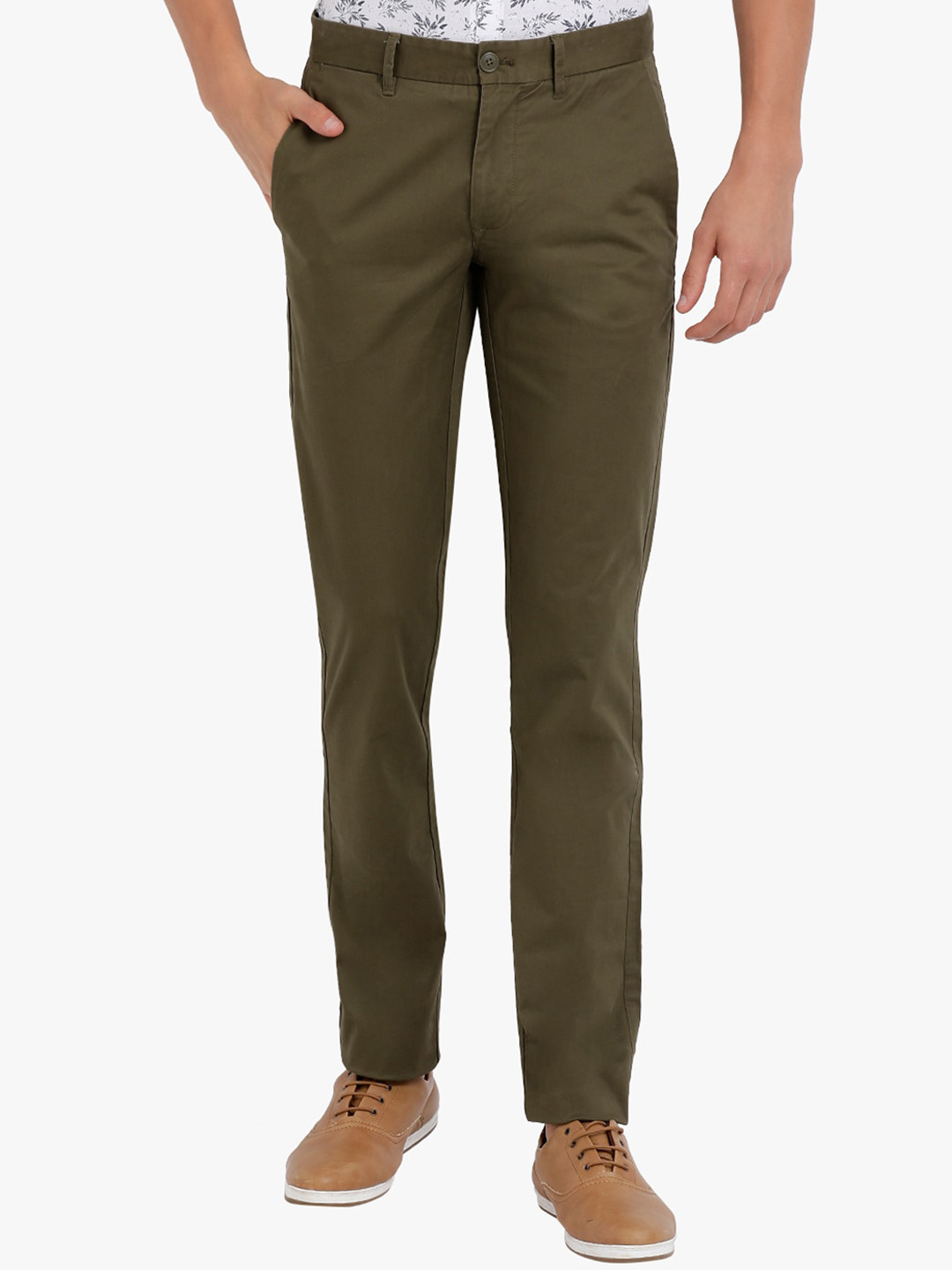 T-base Men Olive Green Core Chino Trousers
