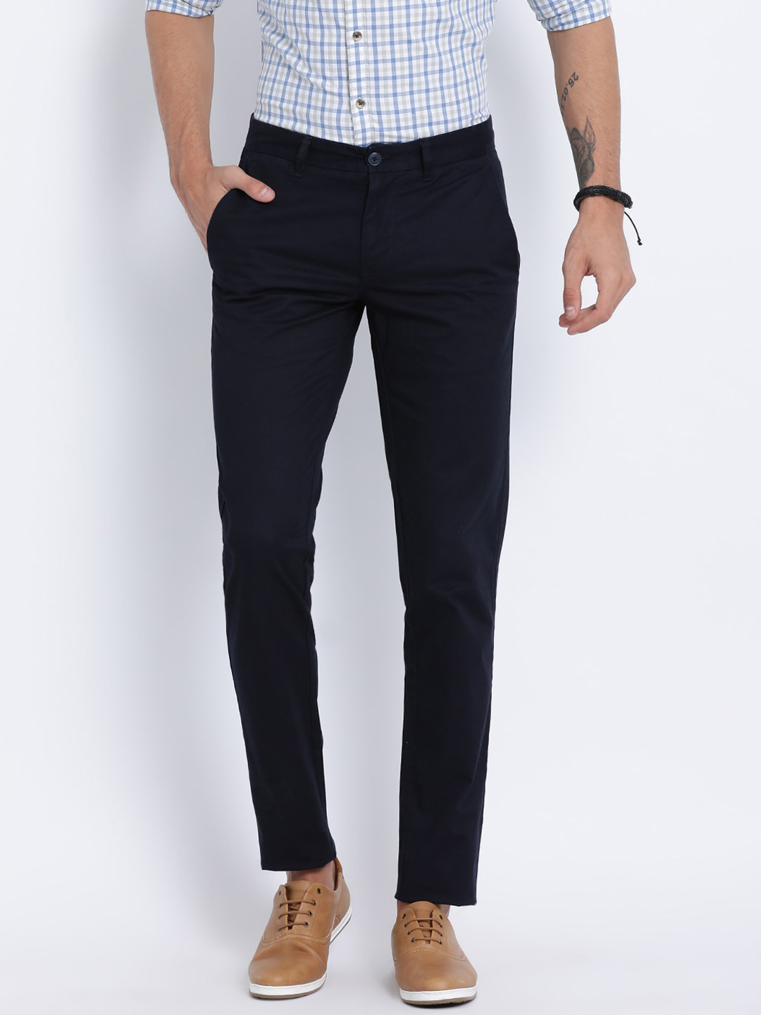 t-base Men Navy Blue Core Chinos Trousers