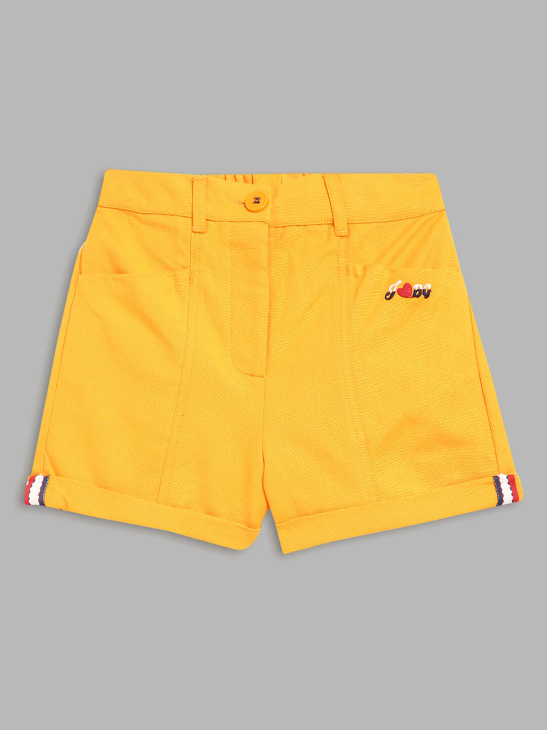 Blue Giraffe Girls Orange Shorts