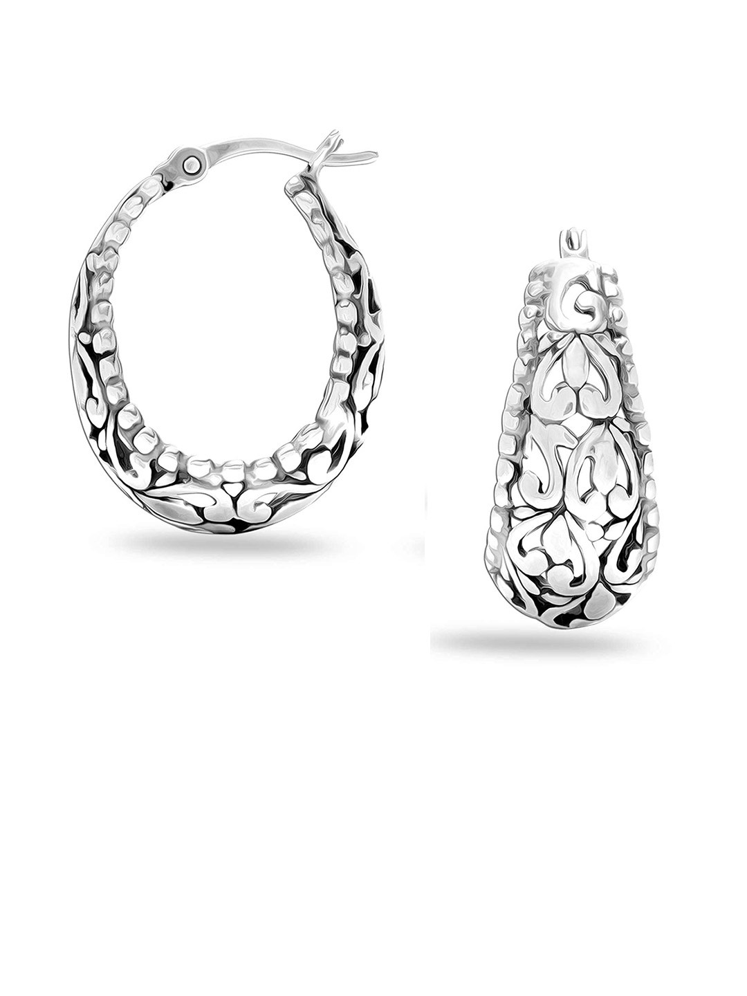 LeCalla Silver-Toned Contemporary Drop Earrings
