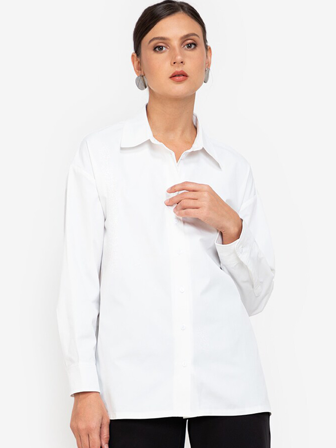 ZALORA WORK Women White Oversized Casual Shirt