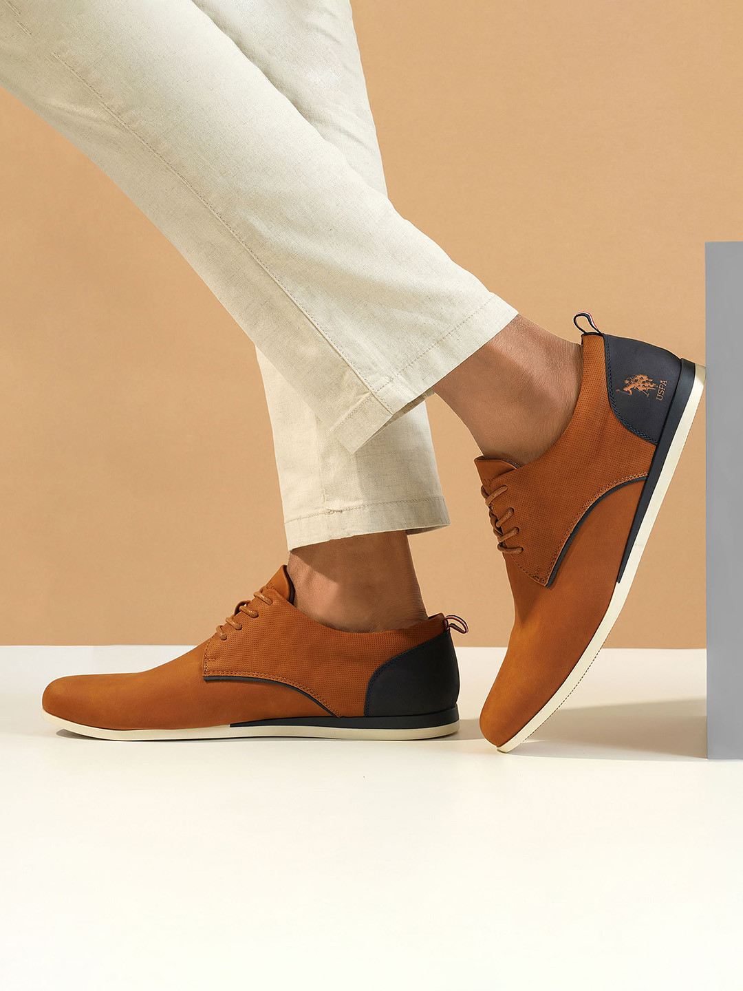 U.S. Polo Assn. Men Tan Brown Solid Slip-On Sneakers