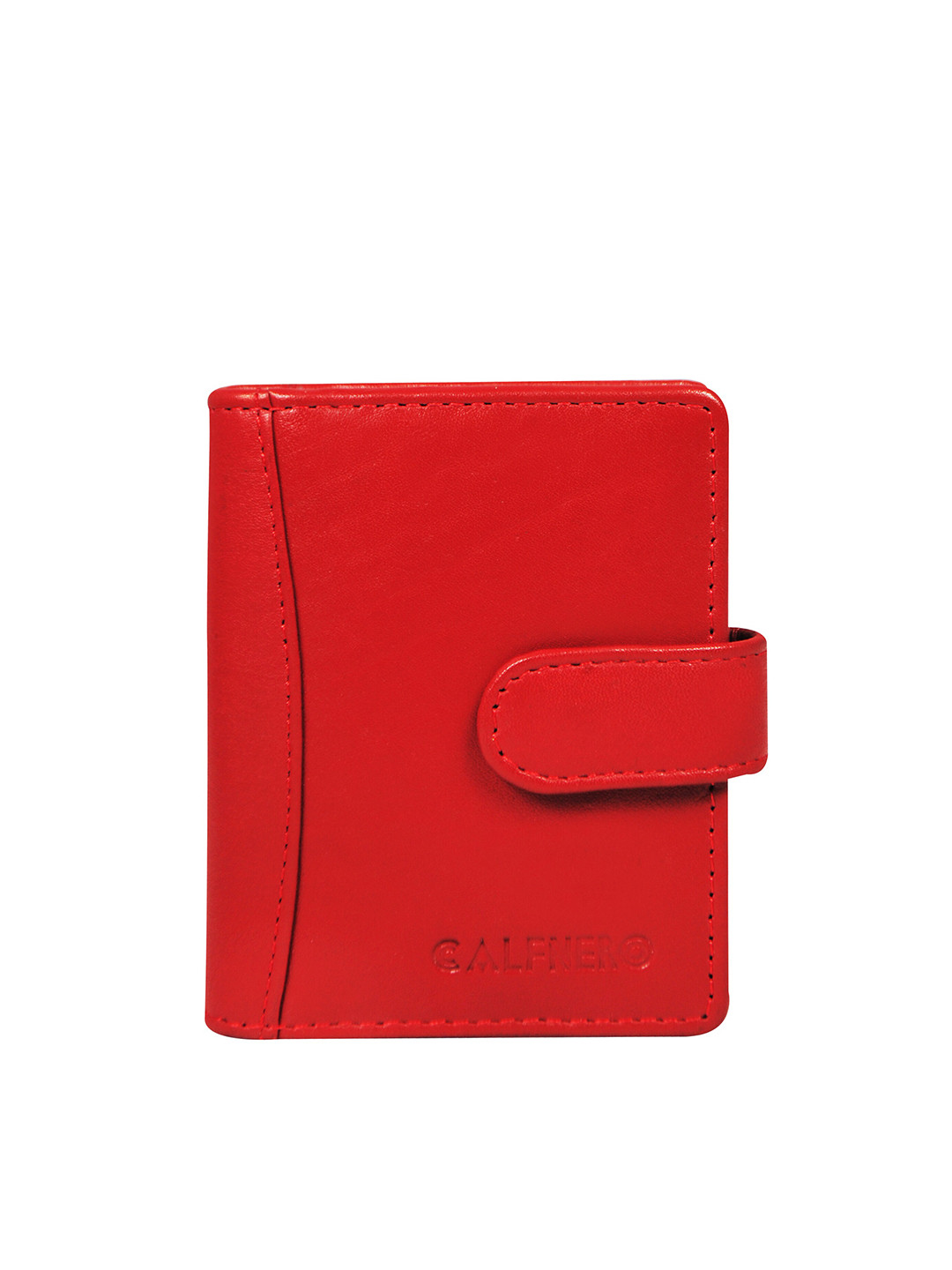 CALFNERO Unisex Red Leather Card Holder