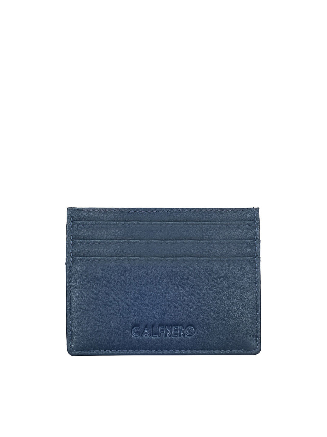 CALFNERO Unisex Navy Blue Leather Card Holder