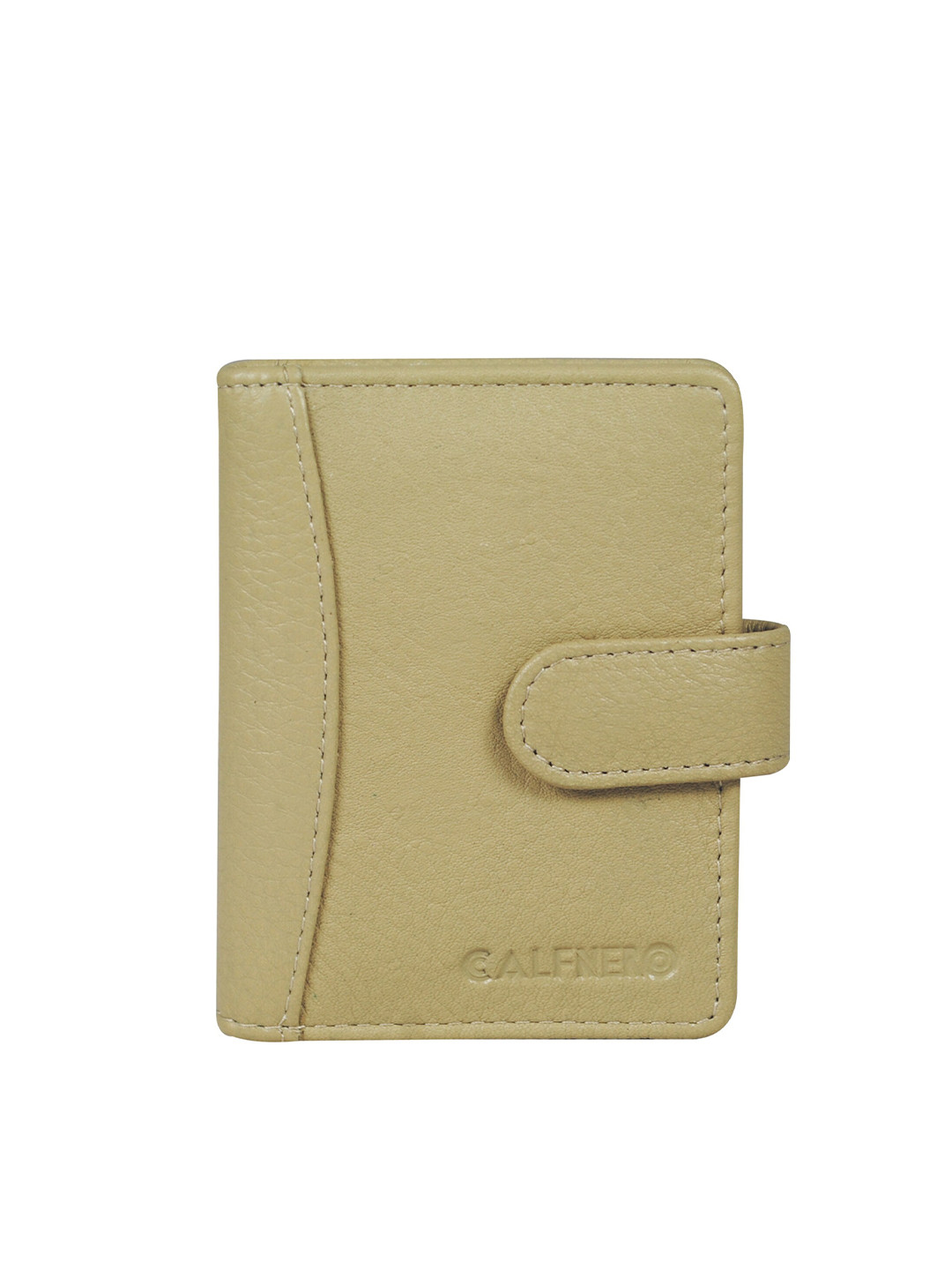 CALFNERO Unisex Cream-Coloured Leather Card Holder